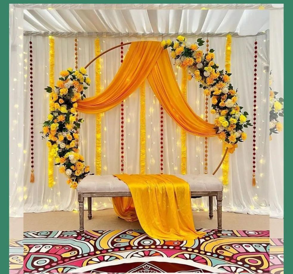 Haldi Floral Arch Yellow Bench